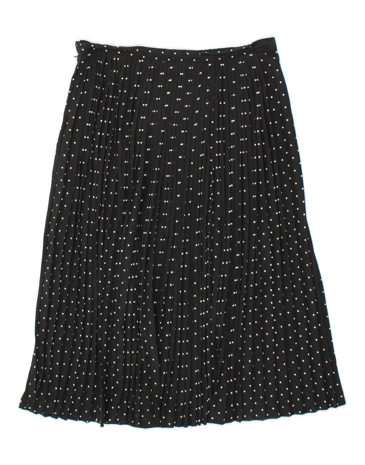 ALEXON Womens Pleated Skirt UK 14 Medium W30 L28 Black Polka Dot Polyester Vintage ALEXON and Second-Hand ALEXON from Messina Hembry 