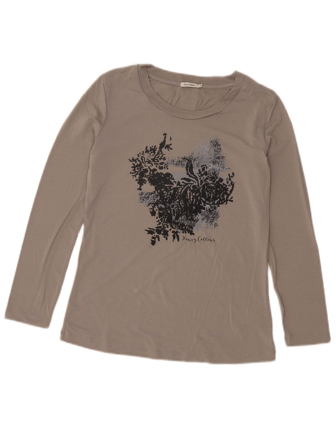 Henry Cottons Womens Graphic Top Long Sleeve IT 44 Medium Grey Floral