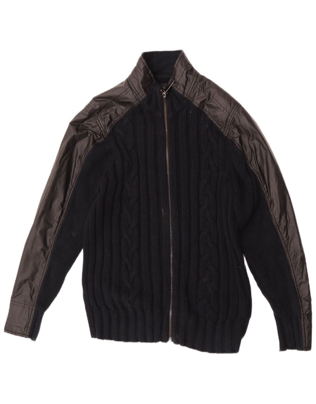 Guess Mens Cardigan Sweater Large Black Cotton