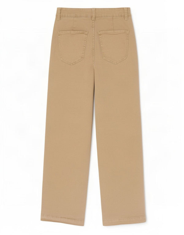 Marks & Spencer Womens Wide Leg Jeans UK 8 Small W26 L28 Beige Cotton