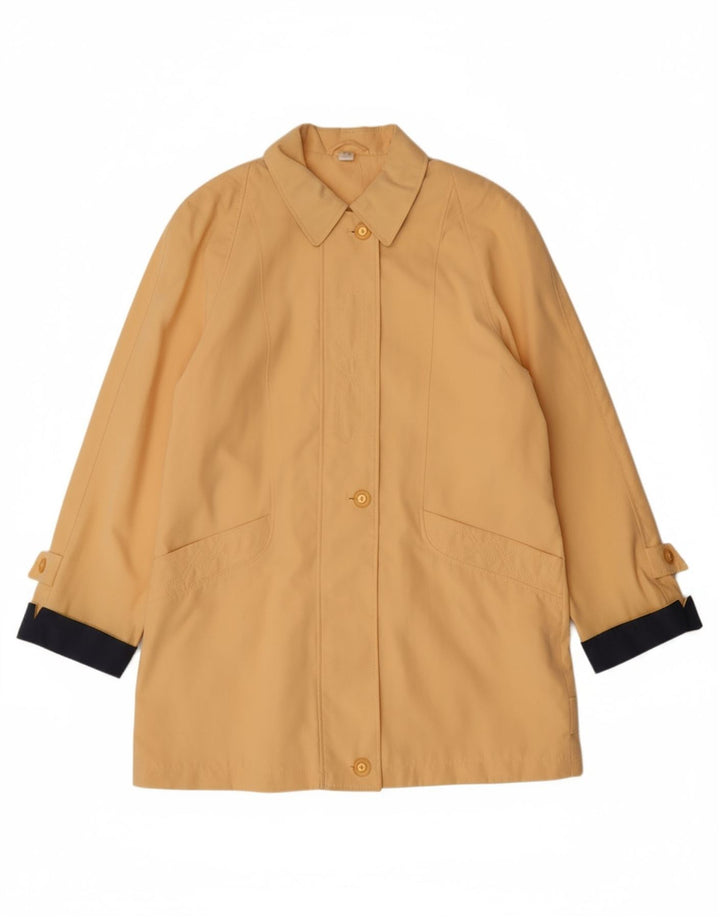 VINTAGE Womens Overcoat UK 14 Large Yellow Colourblock Polyester