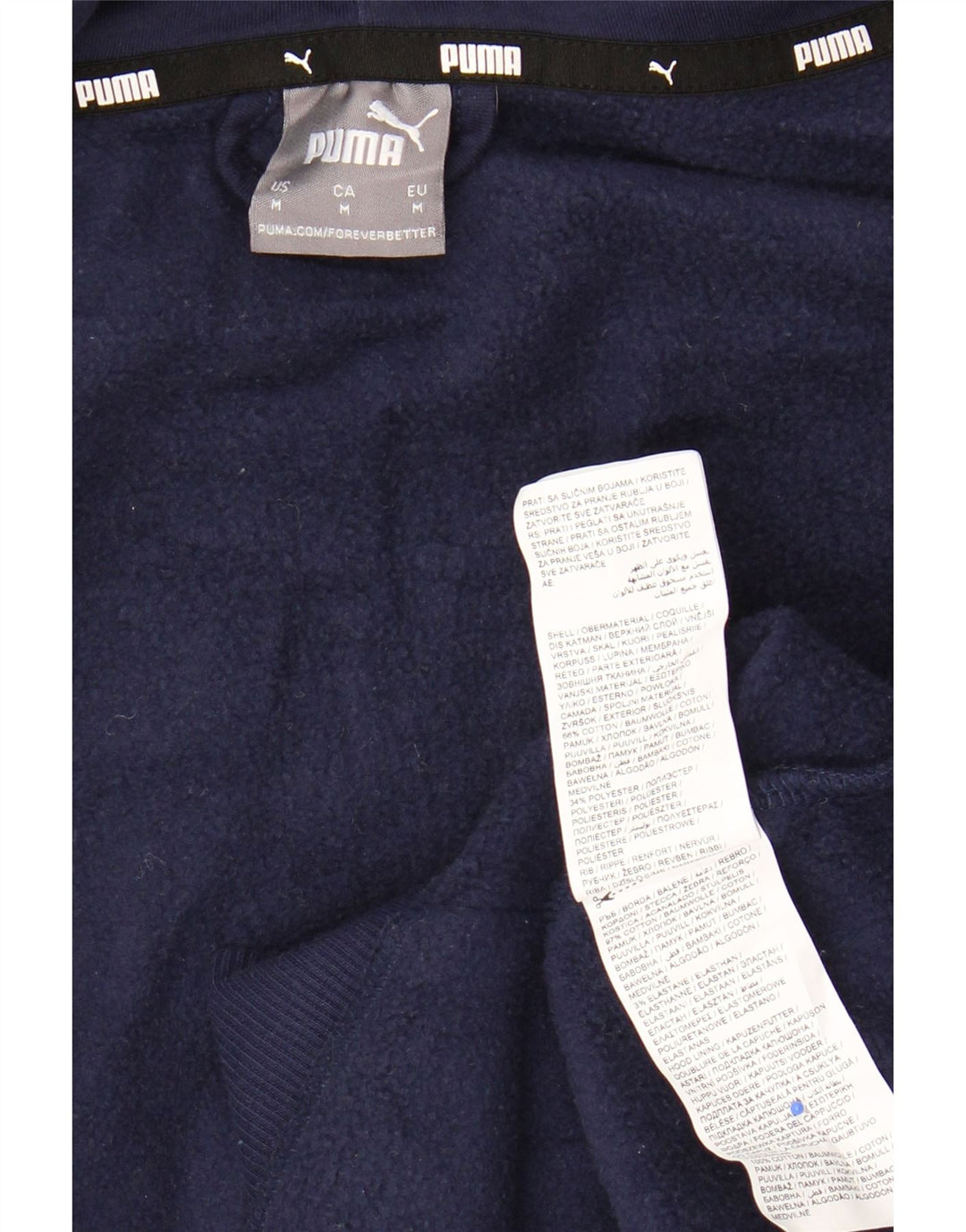PUMA Mens Zip Hoodie Sweater Medium Navy Blue Cotton