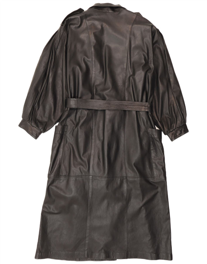 Vintage Military Læderfrakke til kvinder UK 14 Medium Sort