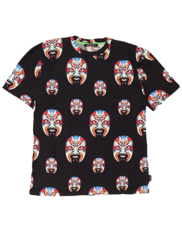 Custo Barcelona Mens Graphic T-Shirt Top Médio Algodão Preto