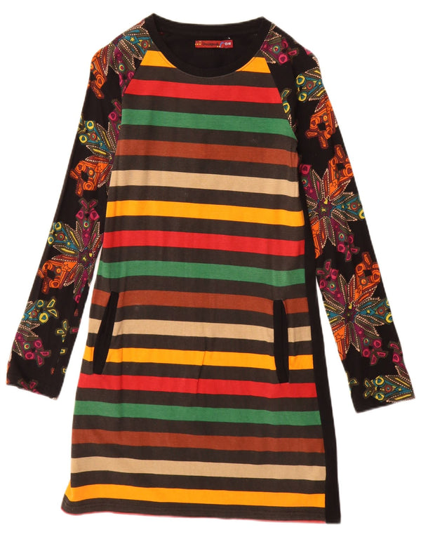 Desigual Vestito T-shirt a maniche lunghe per ragazze 13-14 anni a righe multicolore
