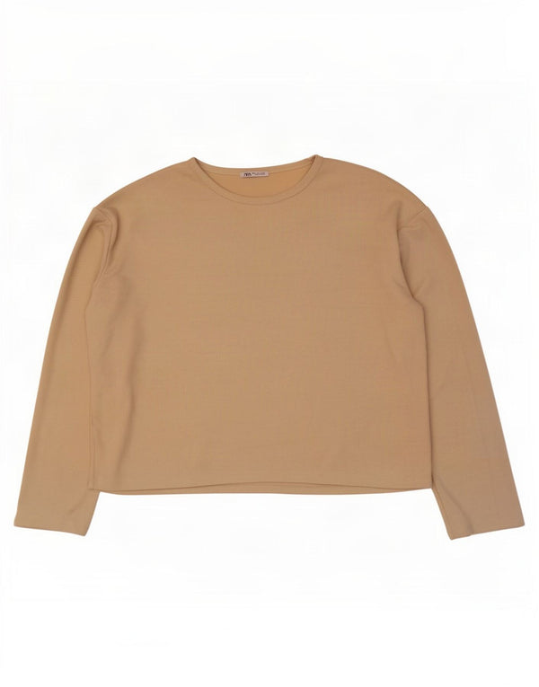 Zara Mens Loose Fit Top Long Sleeve Large Beige
