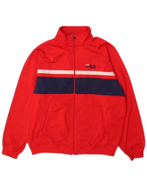 Fila Mens Tracksuit Top Jacket XL Red Colourblock Polyester