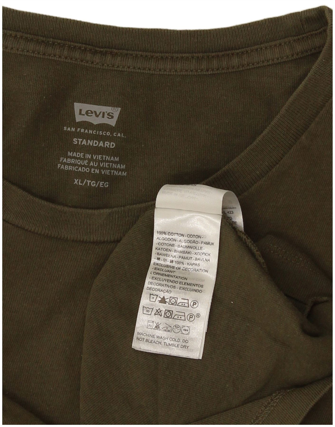 Levi's Mens Standard T-Shirt Top XL Khaki Cotton