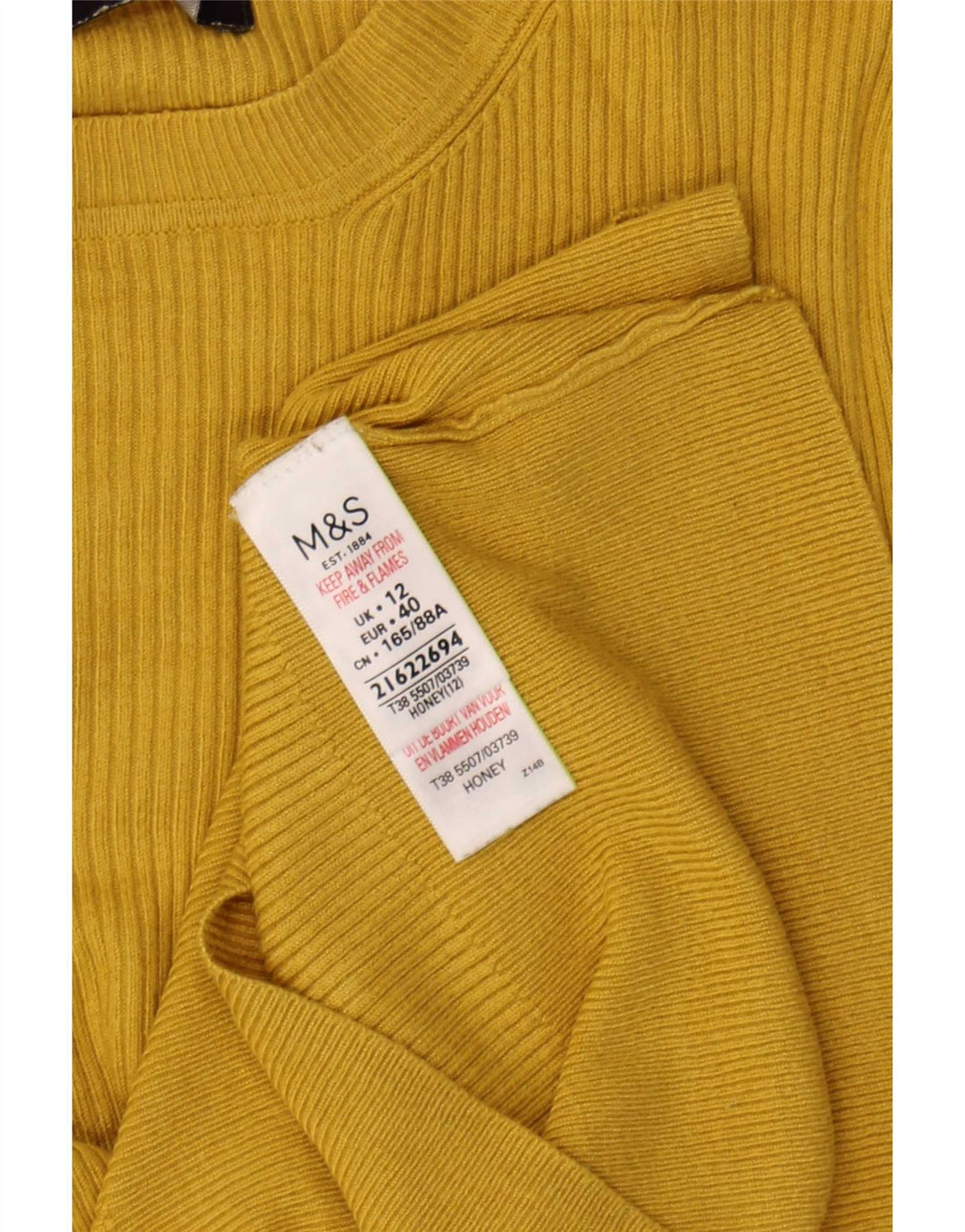 Marks & Spencer Womens Crew Neck Jumper Sweater UK 12 Medium Yellow Viscose
