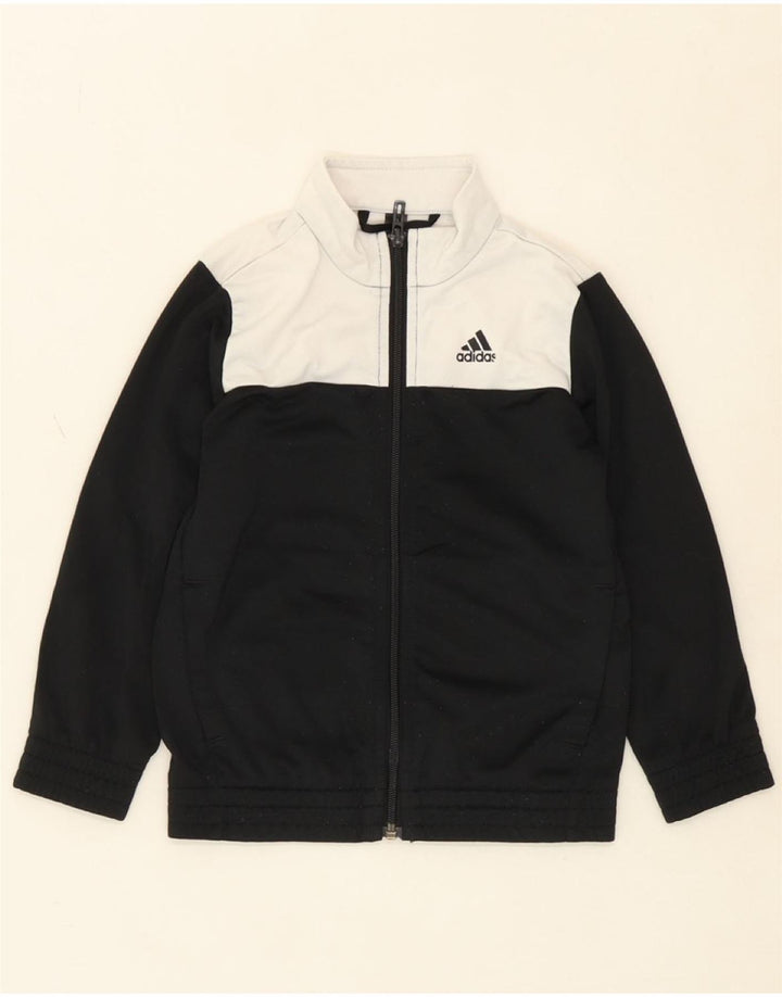 ADIDAS Boys Tracksuit Top Jacket 5-6 Years Black Colourblock Polyester Vintage Adidas and Second-Hand Adidas from Messina Hembry 