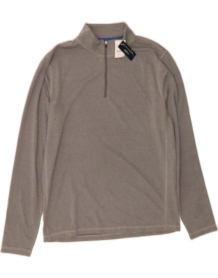 J. CREW Mens Zip Neck Pullover Tracksuit Top Medium Grey Polyester Vintage J. Crew and Second-Hand J. Crew from Messina Hembry 