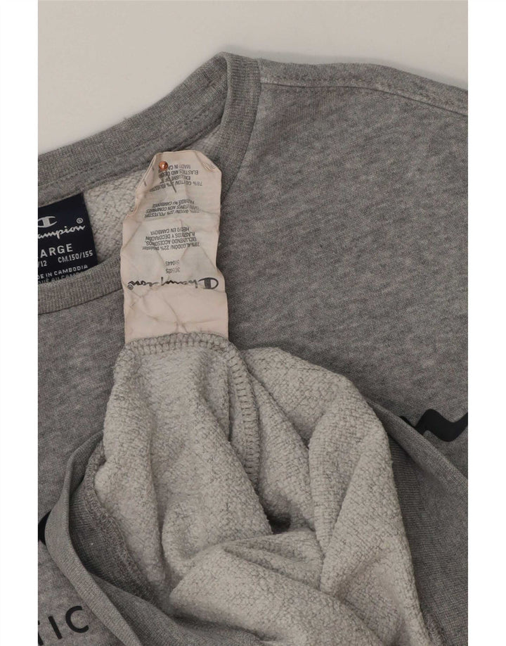 Champion Boys Graphic Sweatshirt Jumper 11-12 Years Large Grey Flecked