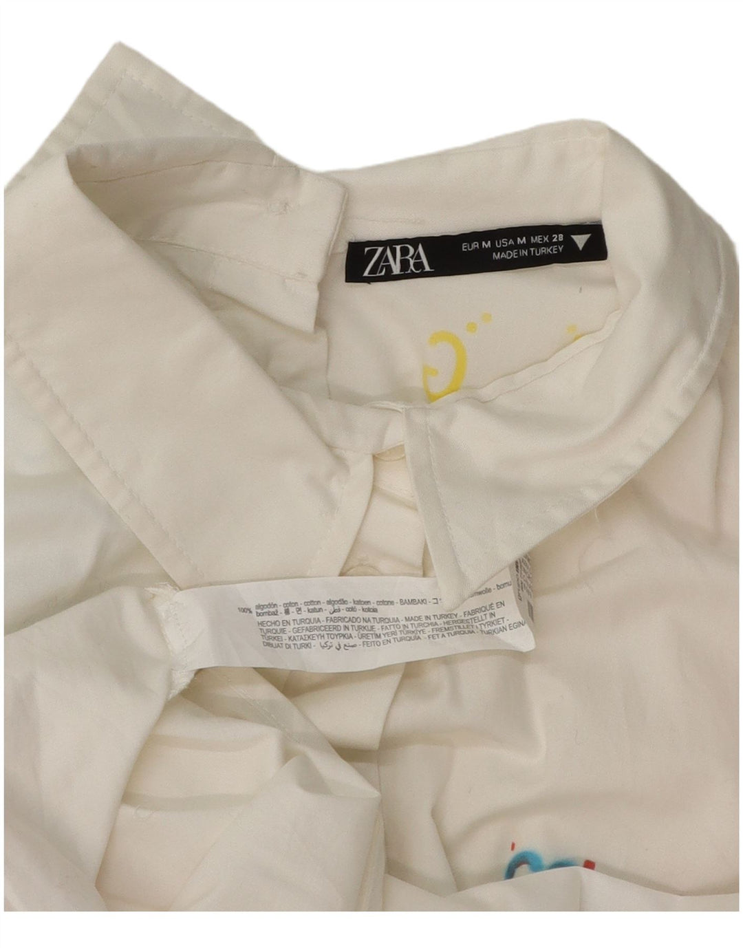 Zara Womens Oversized Shirt UK 14 Medium White Geometric Cotton