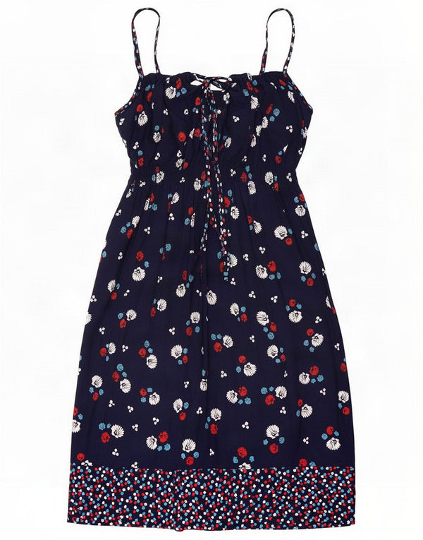 Marks & Spencer Damen-Sommerkleid UK 12 Medium Navy Blue Floral Viscose
