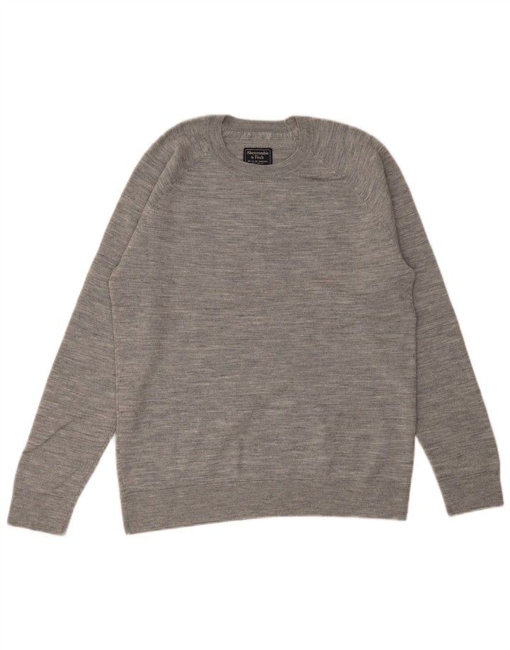 ABERCROMBIE & FITCH Mens Crew Neck Jumper Sweater Medium Grey Flecked