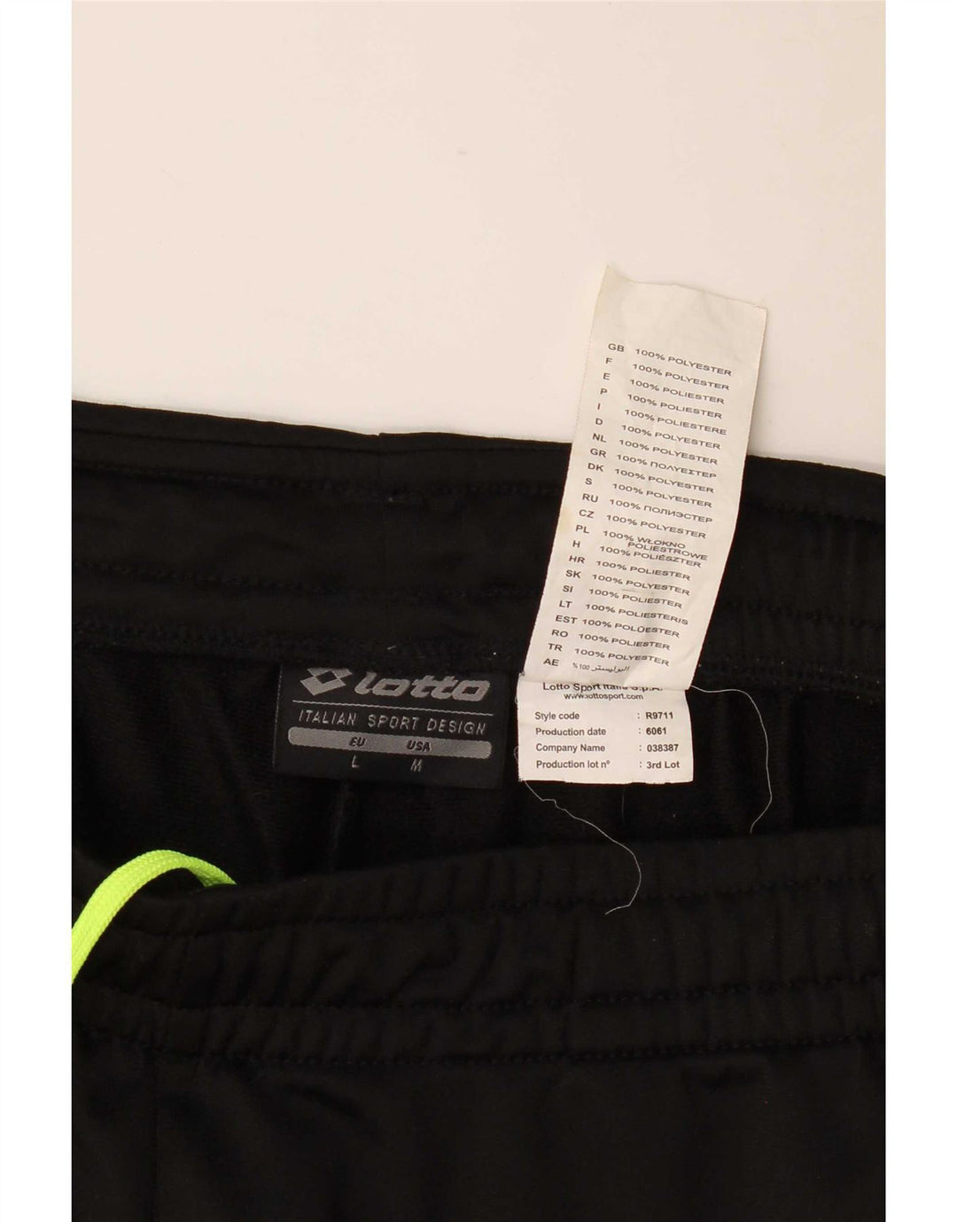 Lotto Mens Tracksuit Trousers Joggers Medium Black Polyester