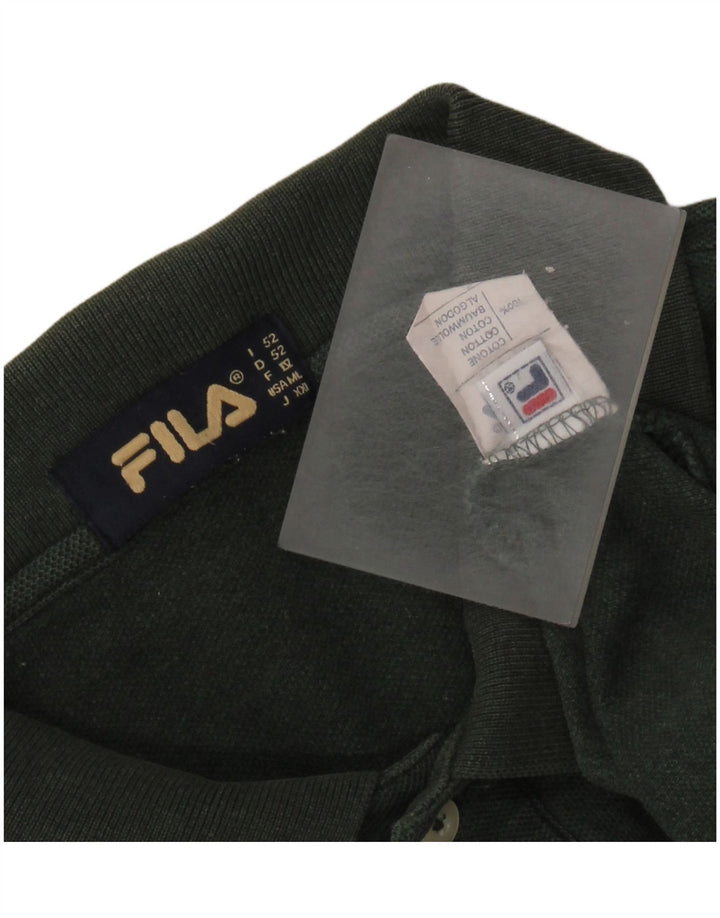 FILA Mens Polo Shirt IT 52 Large Green Cotton