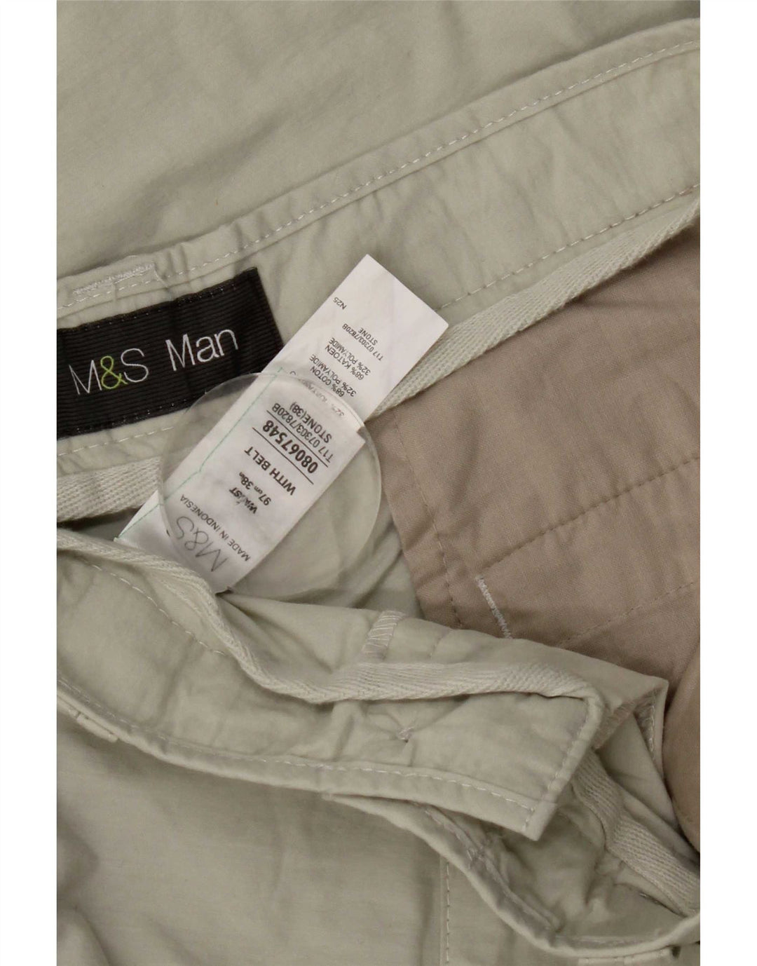 Marks & Spencer Mens Cargo Bermuda Shorts W38 XL Beige Cotton