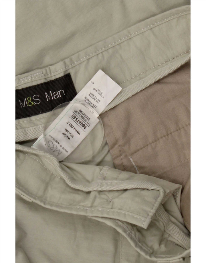 Marks & Spencer Mens Cargo Bermuda Shorts W38 XL Beige Cotton