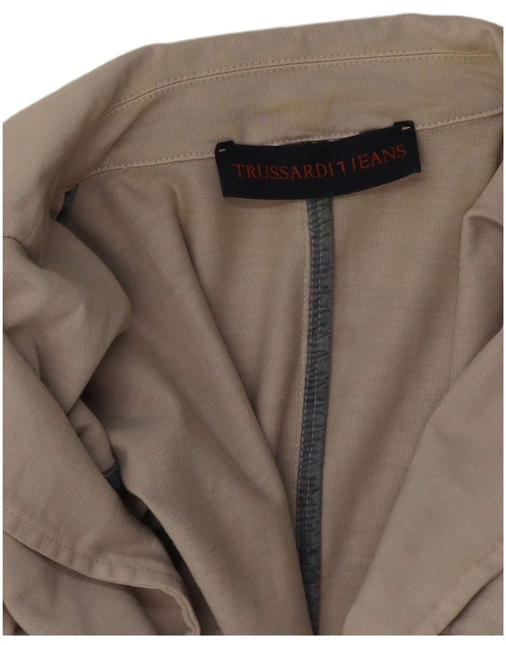 Giacca blazer a 2 bottoni da donna TRUSSARDI JEANS UK 12 Beige medio