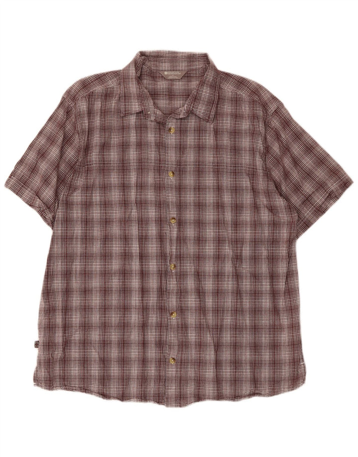 Mountain Warehouse Mens Short Sleeve Shirt XL Brown Check Cotton