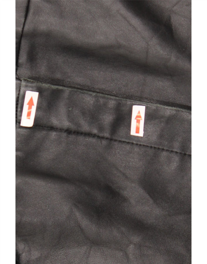 Helium Damen Ledermantel UK 10 Small Schwarz
