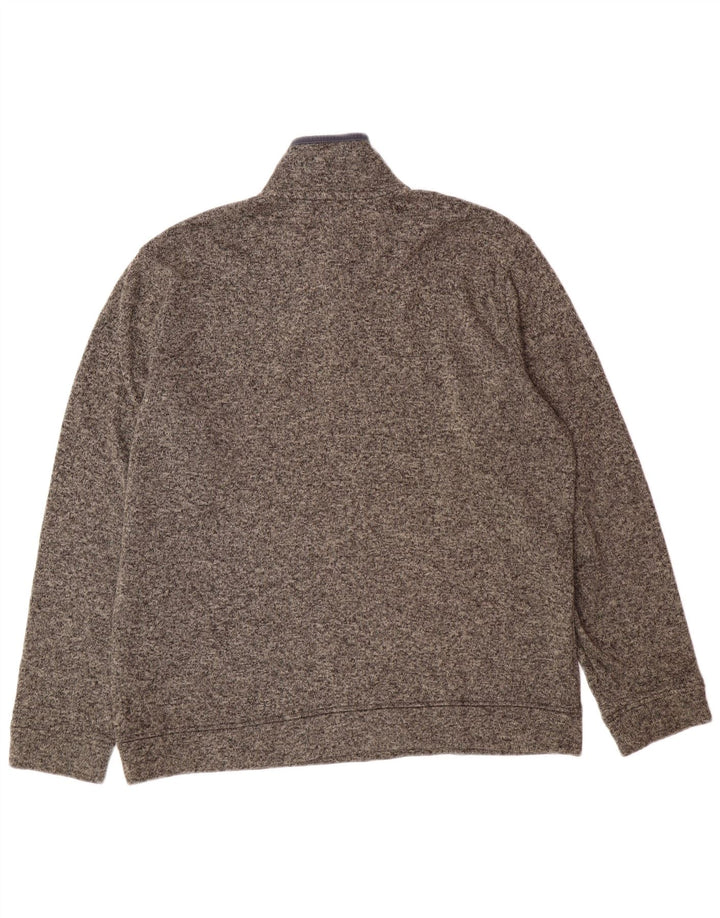 EDDIE BAUER Mens Button Neck Sweatshirt Jumper XL Grey Flecked Polyester