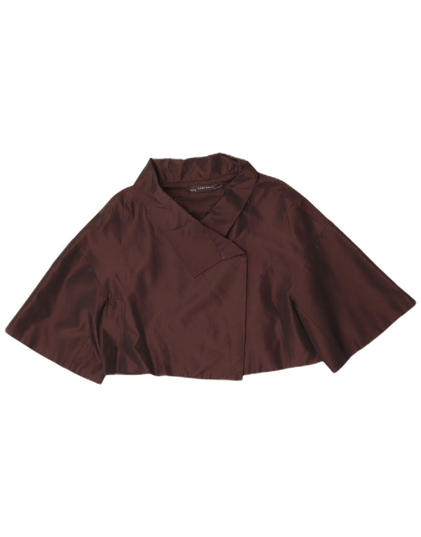 Zara női rövid ujjú bolero dzseki UK 16 nagy barna acetát