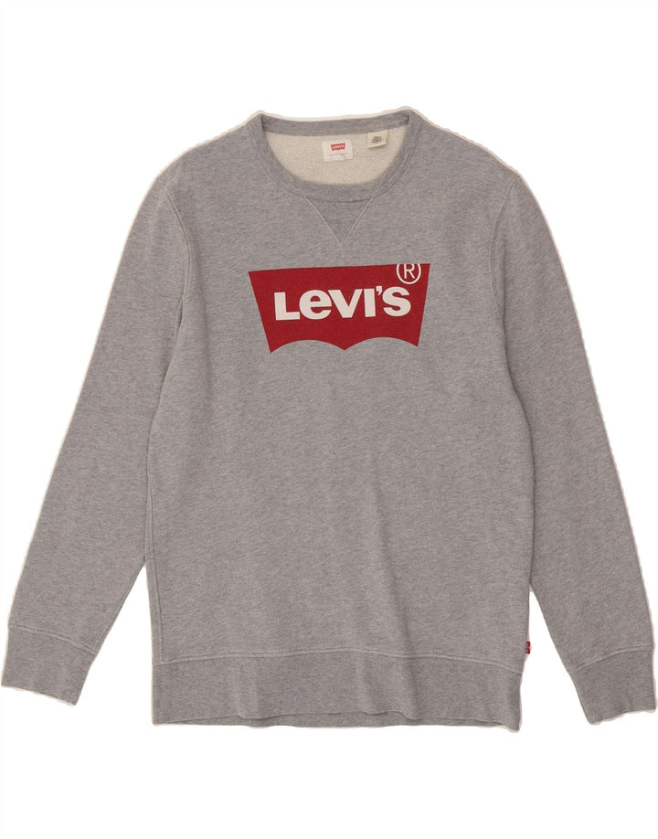 LEVI'S Mens Graphic Sweatshirt Jumper Medium Grey Cotton Vintage Levi's and Second-Hand Levi's from Messina Hembry 