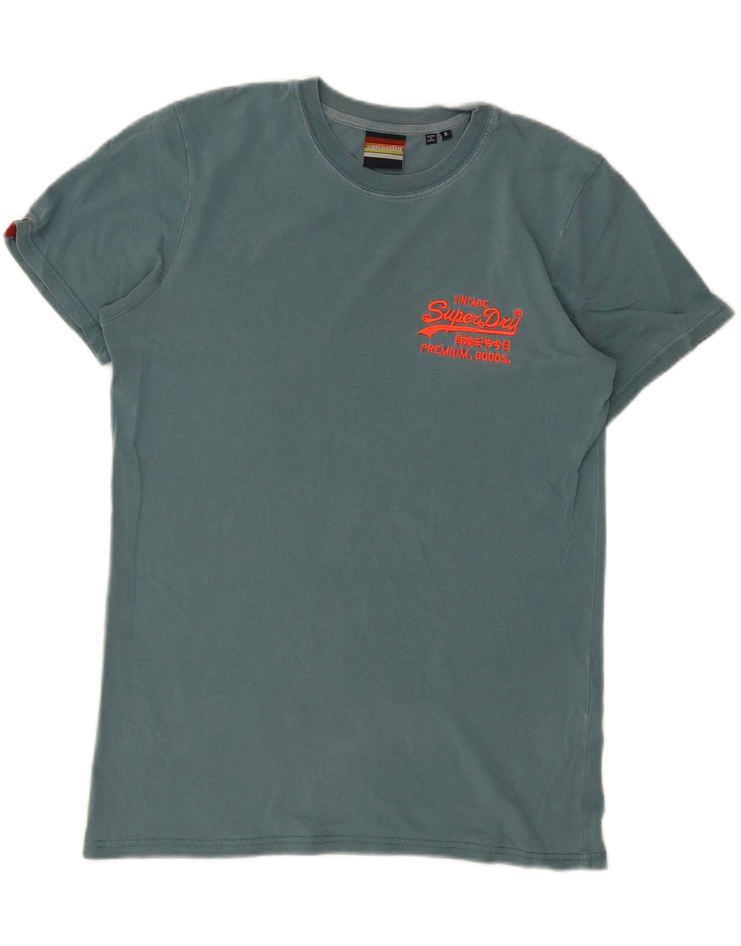 SUPERDRY Mens Graphic T-Shirt Top Small Blue Cotton