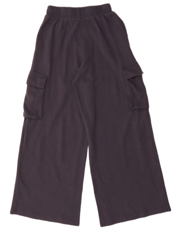Zara Womens Wide Leg Cargo Tracksuit Trousers UK 10 Small Navy Blue