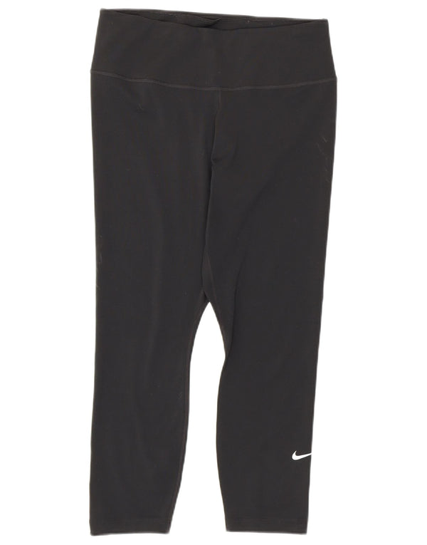 Nike Damen Dri Fit Capri Leggings UK 12 Medium Schwarz Polyester