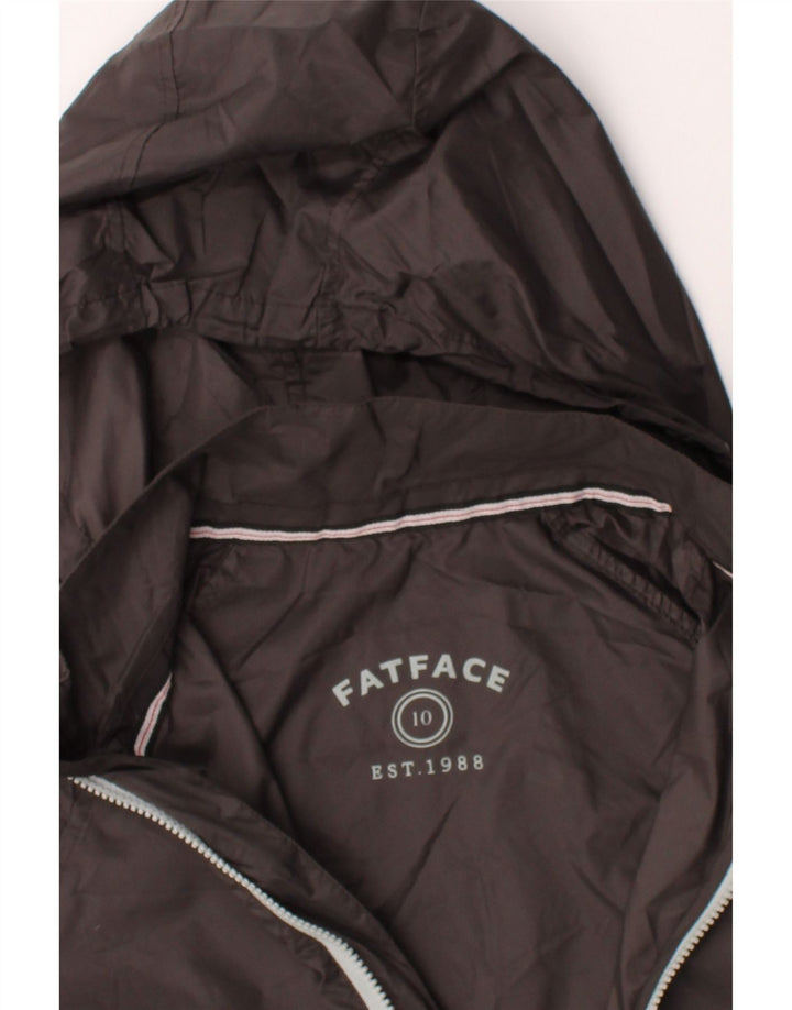FAT FACE Womens Graphic Hooded Rain Jacket UK 10 Small Black Nylon Vintage Fat Face and Second-Hand Fat Face from Messina Hembry 