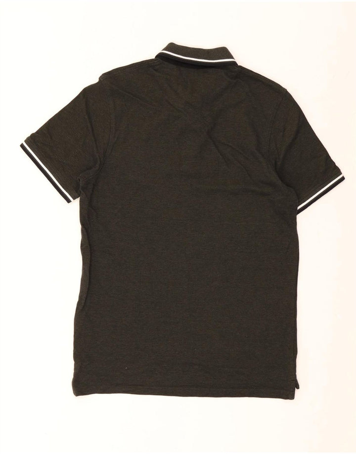 JACK & JONES Mens Polo Shirt Medium Green Striped Cotton