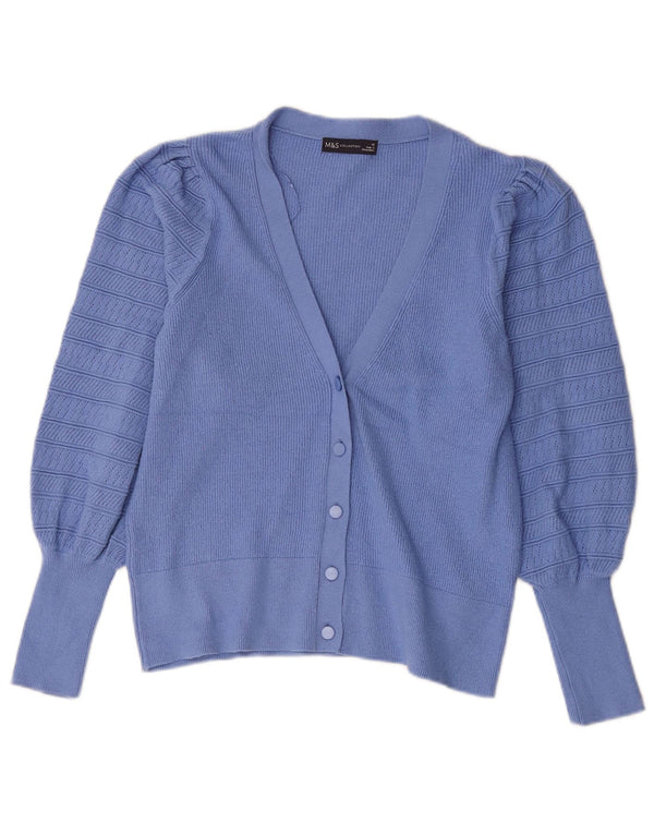 Marks & Spencer Dame Cardigan Sweater UK 12 Medium Blue Viscose