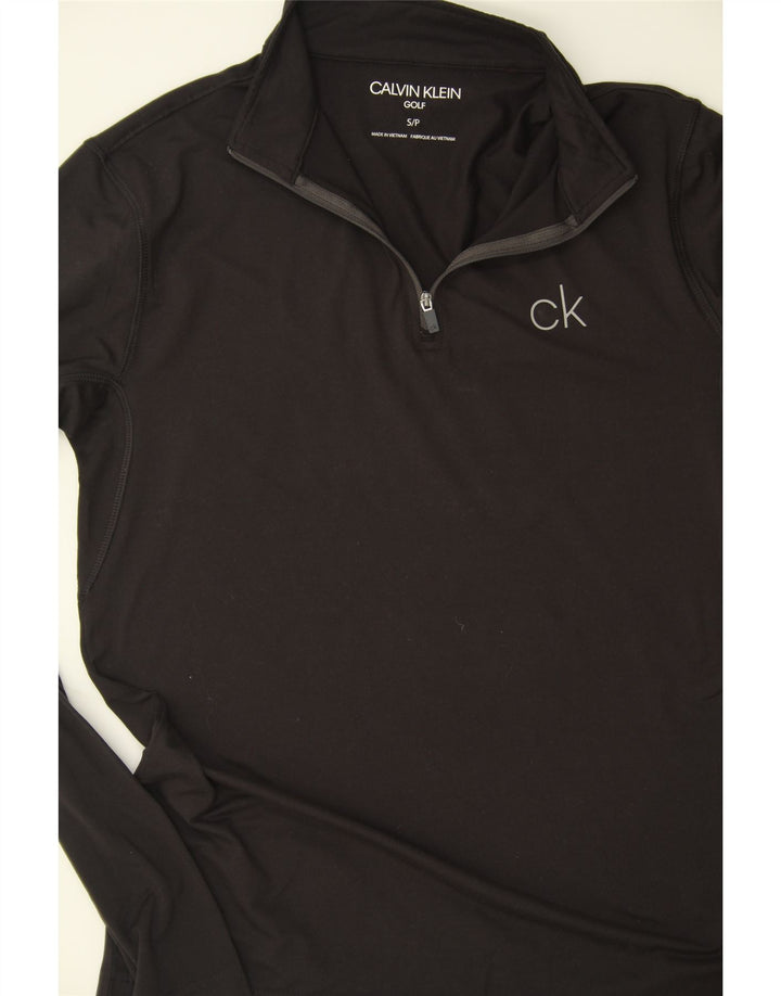 CALVIN KLEIN Mens Zip Neck Pullover Tracksuit Top Small Black Polyester Vintage Calvin Klein and Second-Hand Calvin Klein from Messina Hembry 