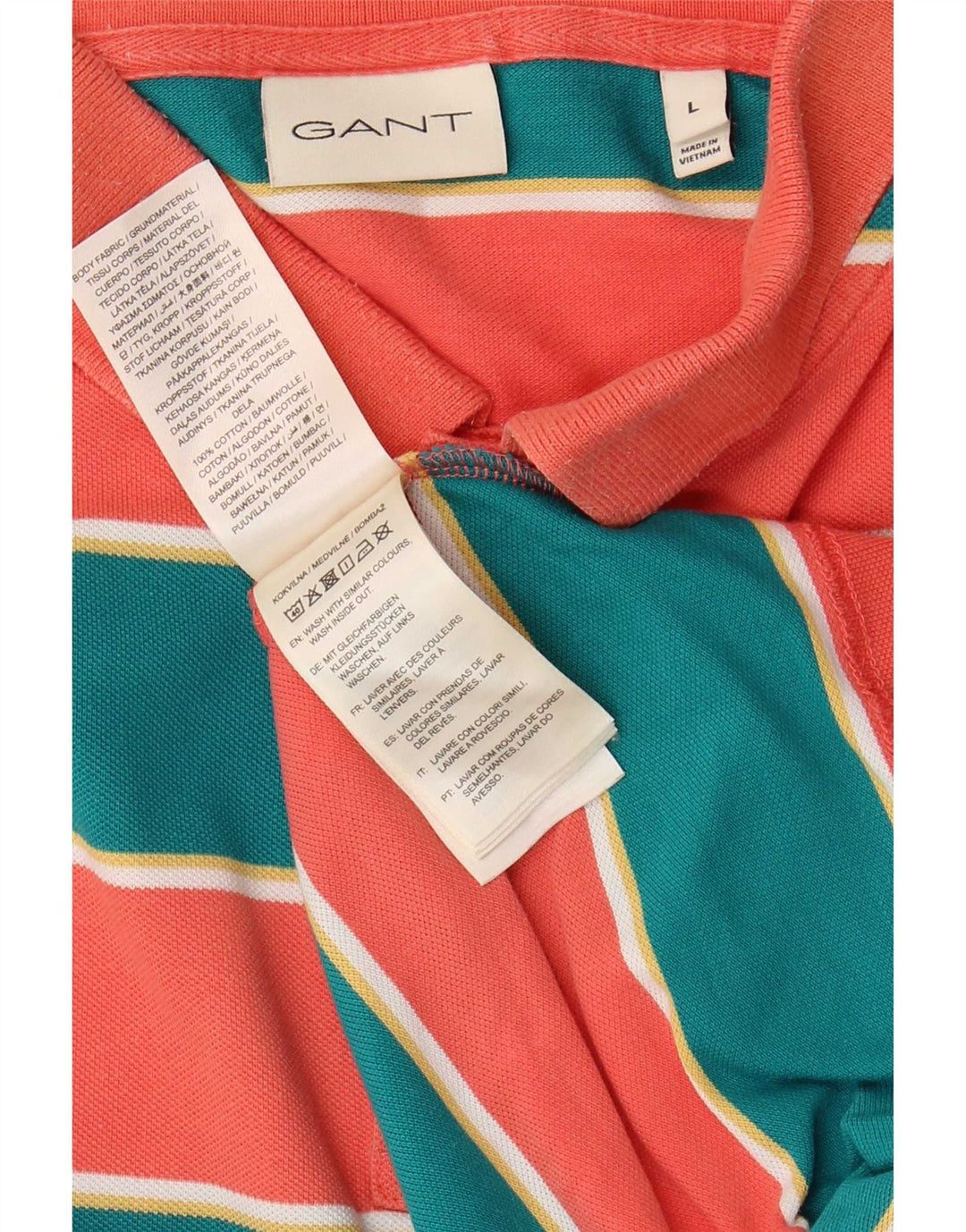 Gant Mens Polo Shirt Large Multicoloured Striped Cotton