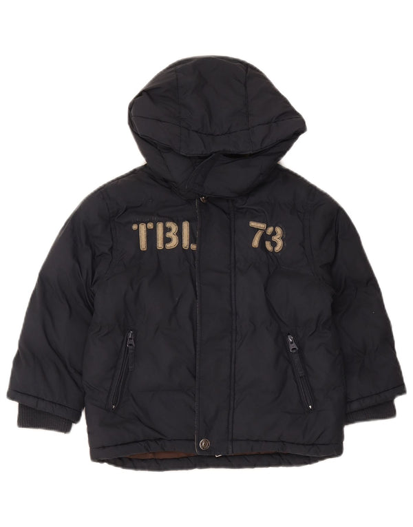 Timberland Boys Graphic Hooded Padded Jacket 3-4 Years Navy Blue Polyester