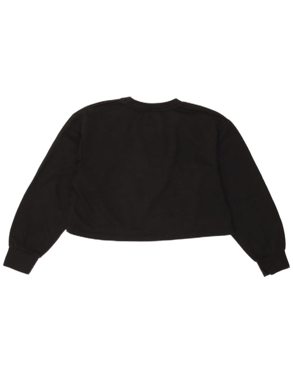 Zara Womens Crop Loose Fit Top Langærmet UK 14 Large Black