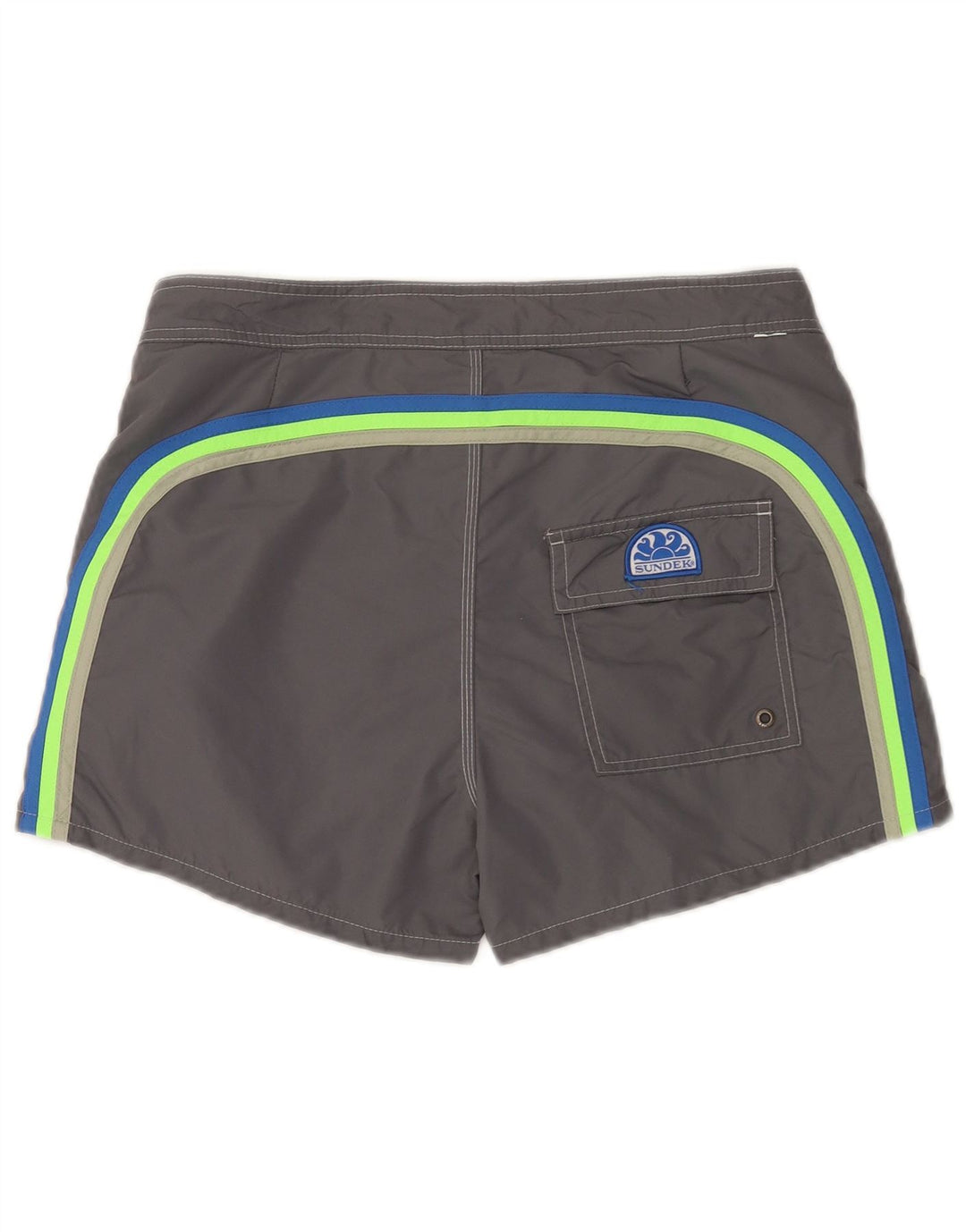 Sundek Mens Swimming Shorts Medium Grey Striped Nylon