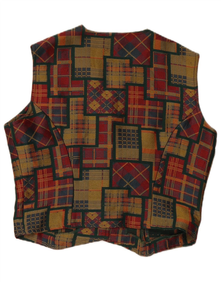 Vintage Womens Crop Waistcoat UK 14 Medium Multicoloured Patchwork