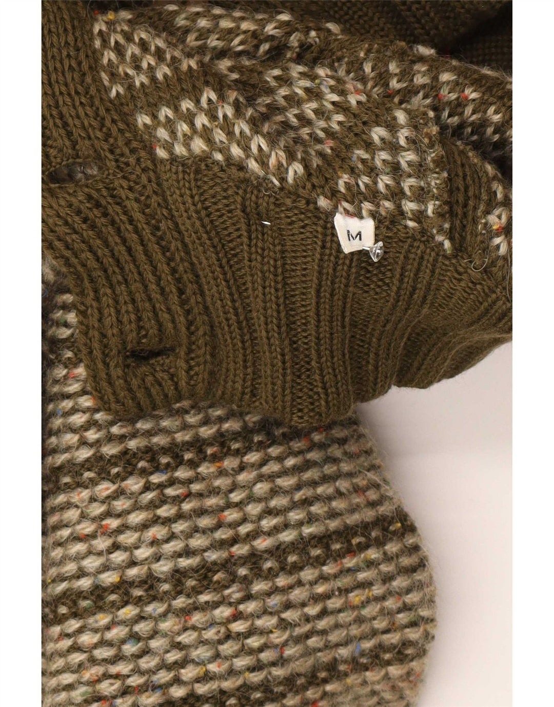 Missoni Maglione cardigan da uomo in lana a righe kaki medie