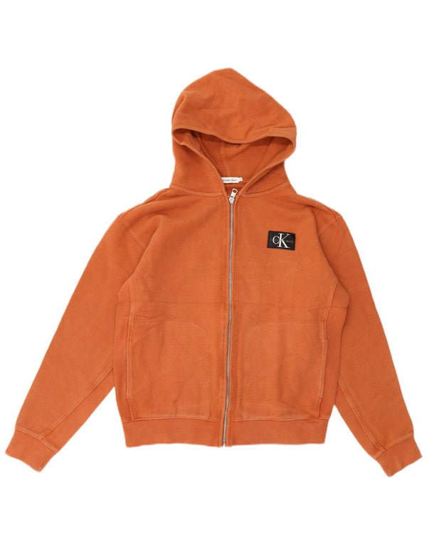 Calvin Klein Girls Zip Hoodie Sweater 15-16 Years Orange Cotton