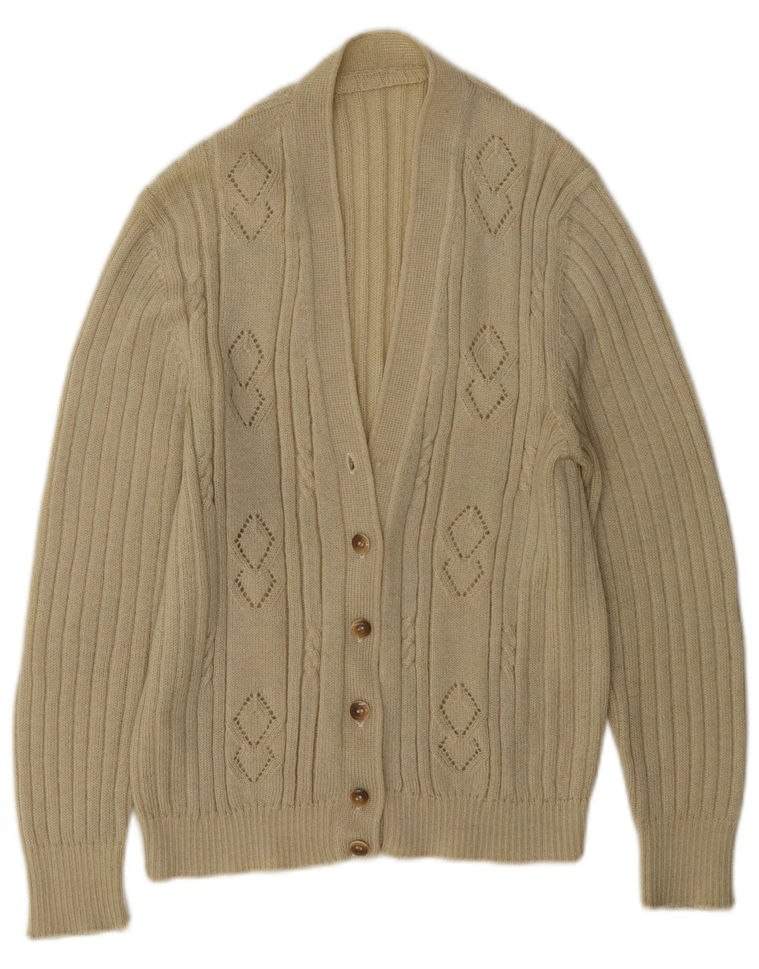 Vintage Womens Cardigan Sweater UK 16 Large Beige