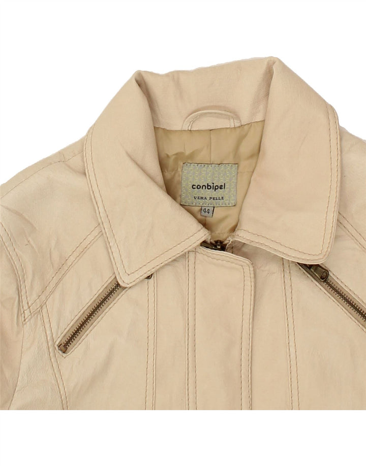 CONBIPEL Womens Leather Coat IT 44 Medium Beige Leather Vintage Conbipel and Second-Hand Conbipel from Messina Hembry 