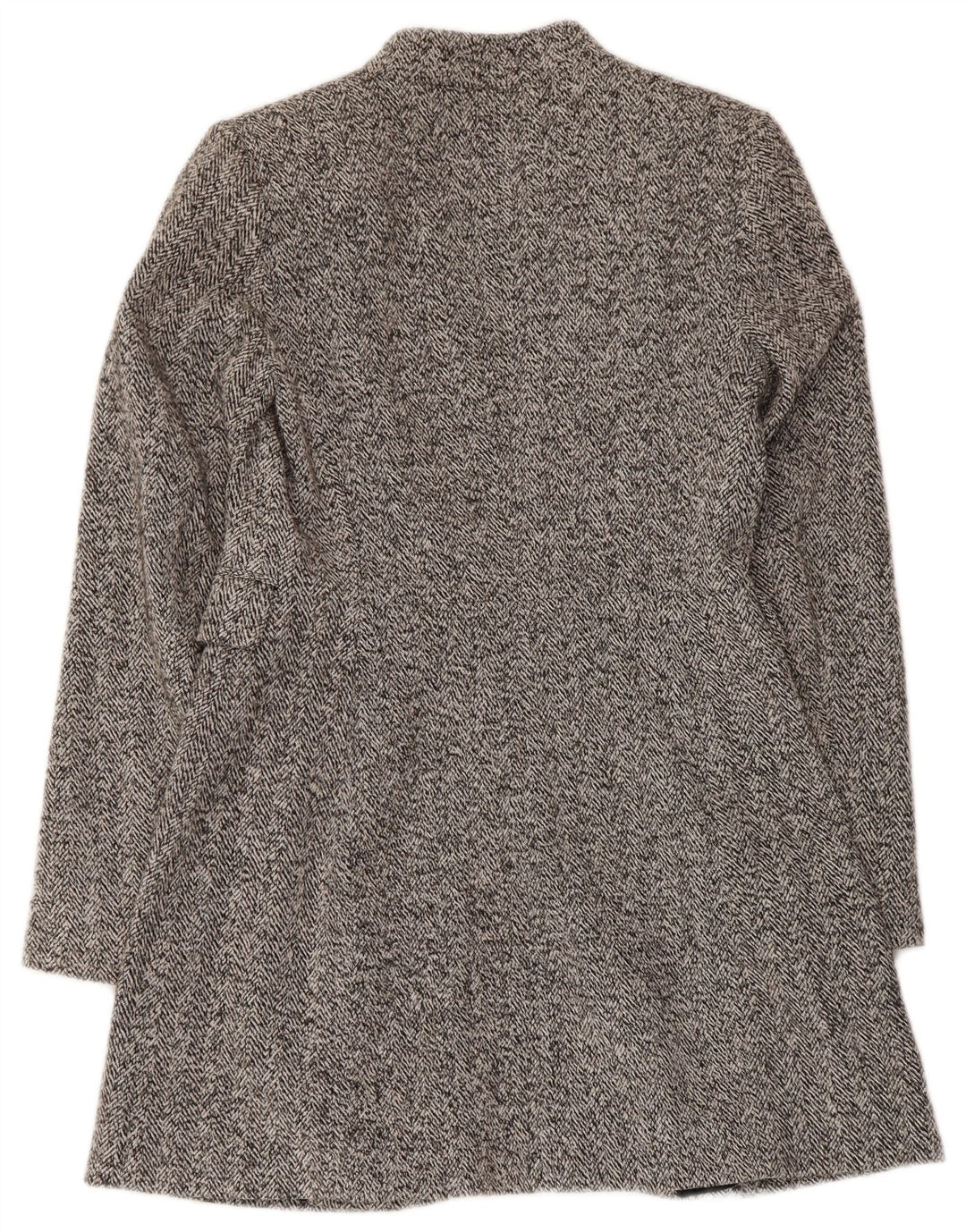 Zara Womens Open Overcoat UK 10 Small Grey Herringbone