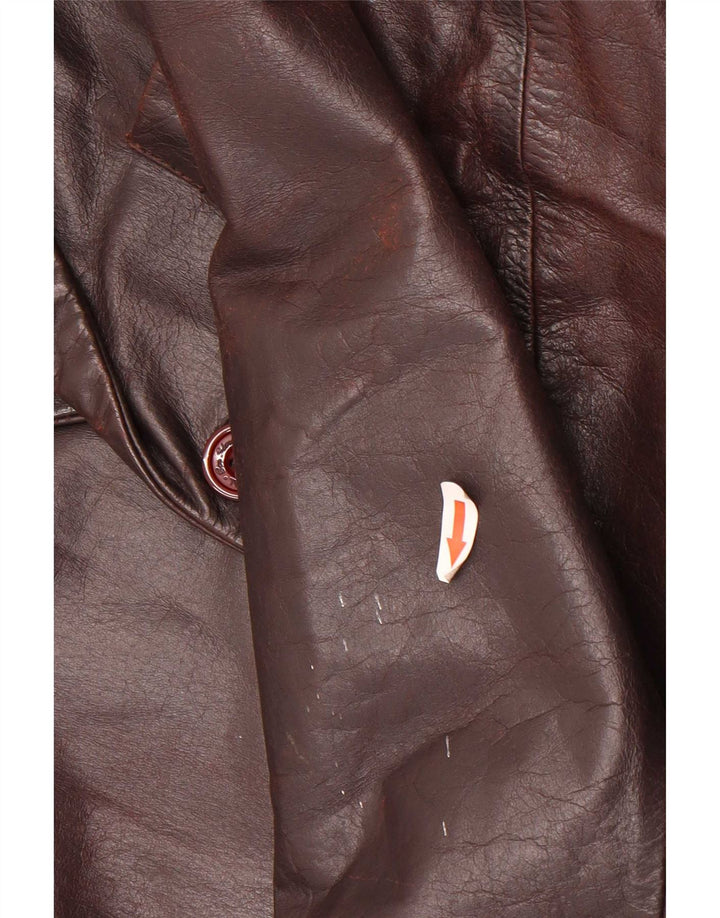 Ben Sherman Ανδρικό δερμάτινο μπλέιζερ 38 κουμπιών UK 38 Medium Brown