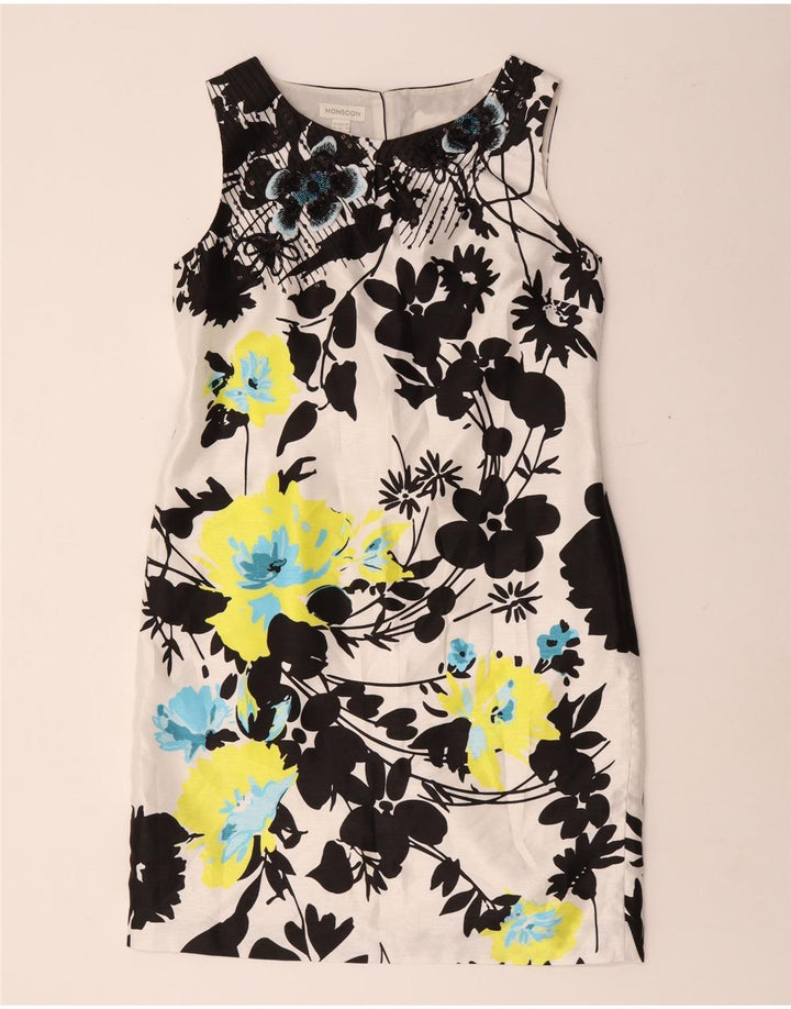 Monsoon Womens Sleeveless Sheath Dress UK 14 Medium Multicoloured Floral