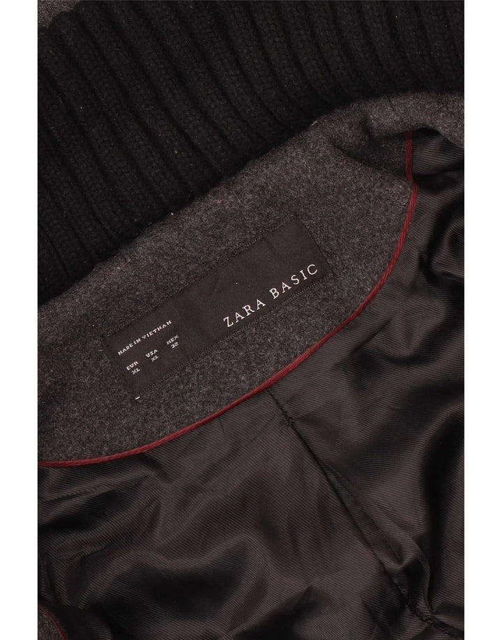 Zara Womens Hooded Overcoat UK 18 XL Grey