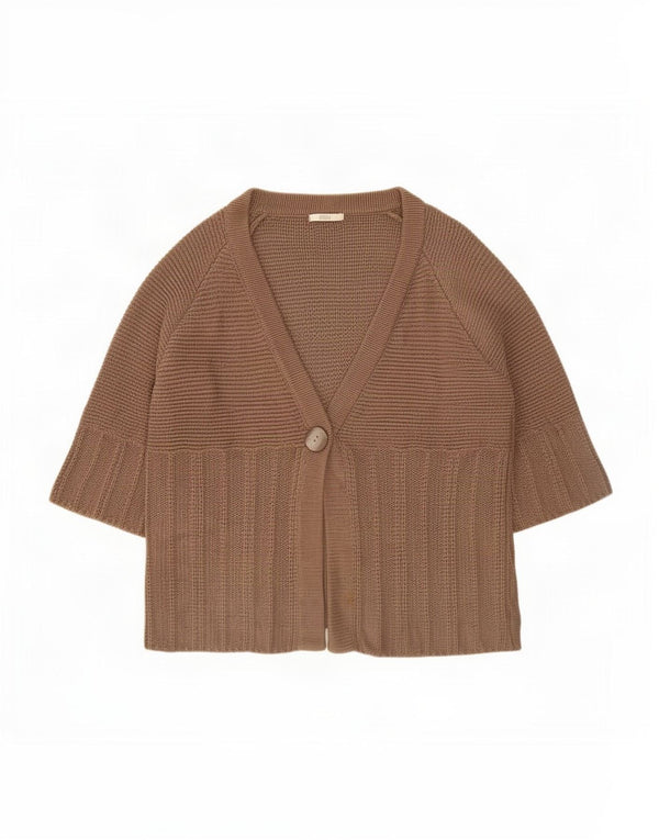 Marks & Spencer Damski sweter kardigan z rękawem 3/4, UK 20 2XL, brązowy, bawełniany